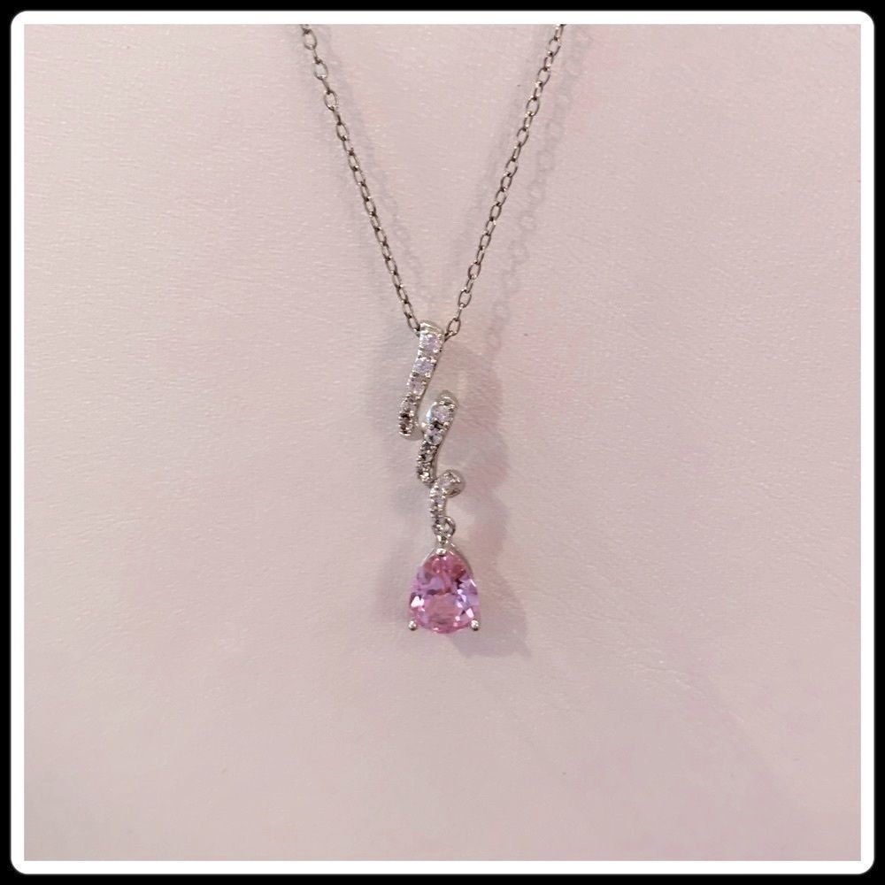 LORENZO Lab-Created Pink & White Sapphires Pendant with Silver Chain